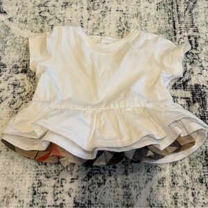 Burberry White Ruffled Kids Tee